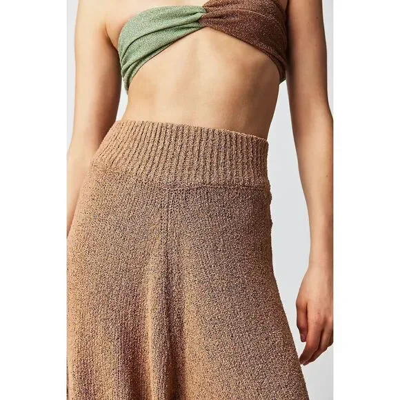 New Free  People x Zulu & Zephyr Almond Cotton Blend Knit Pants Size 8 - Picture 3 of 10